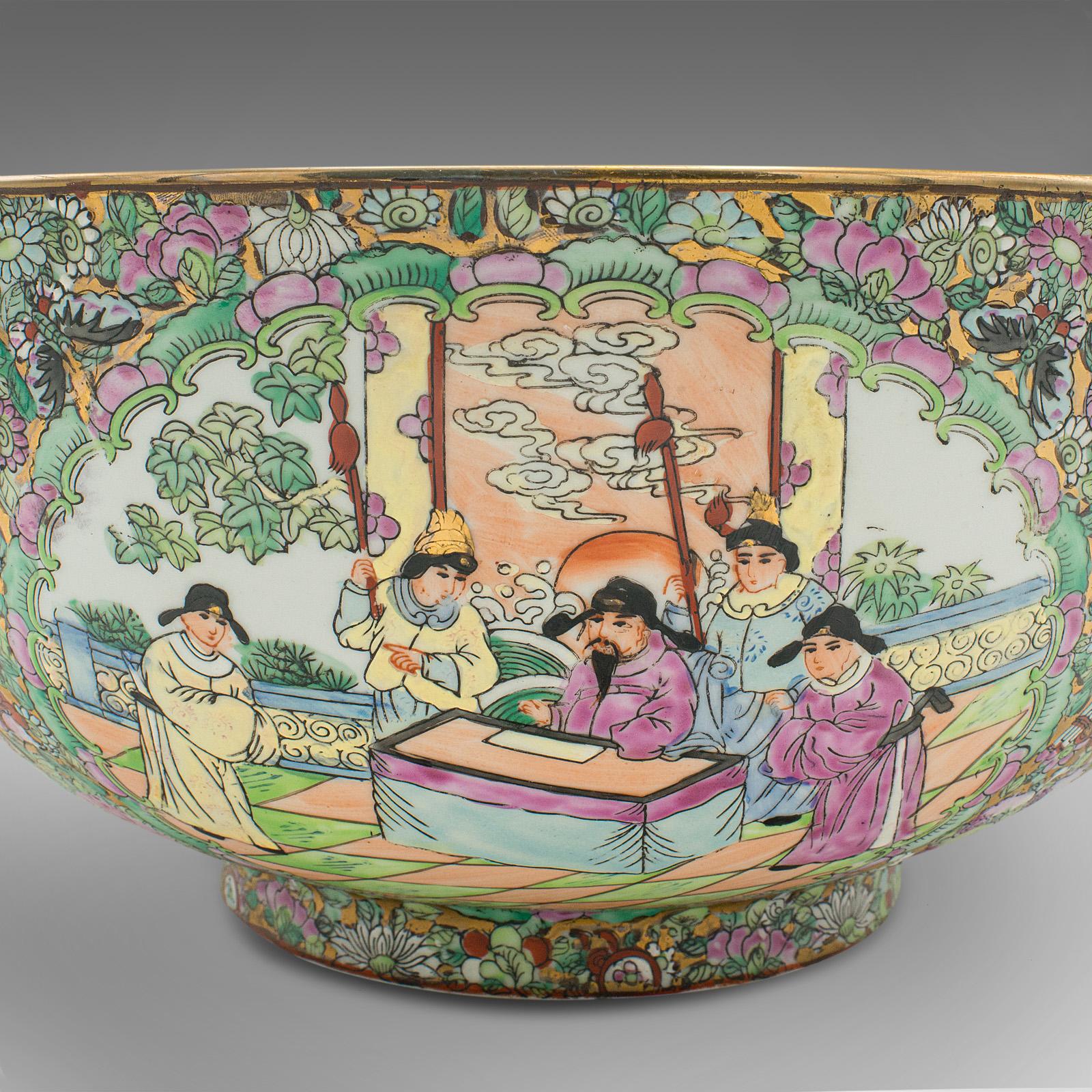 19th Century Large Antique Banquet Bowl, Chinese, Ceramic, Serving Dish, Qing, Late Victorian