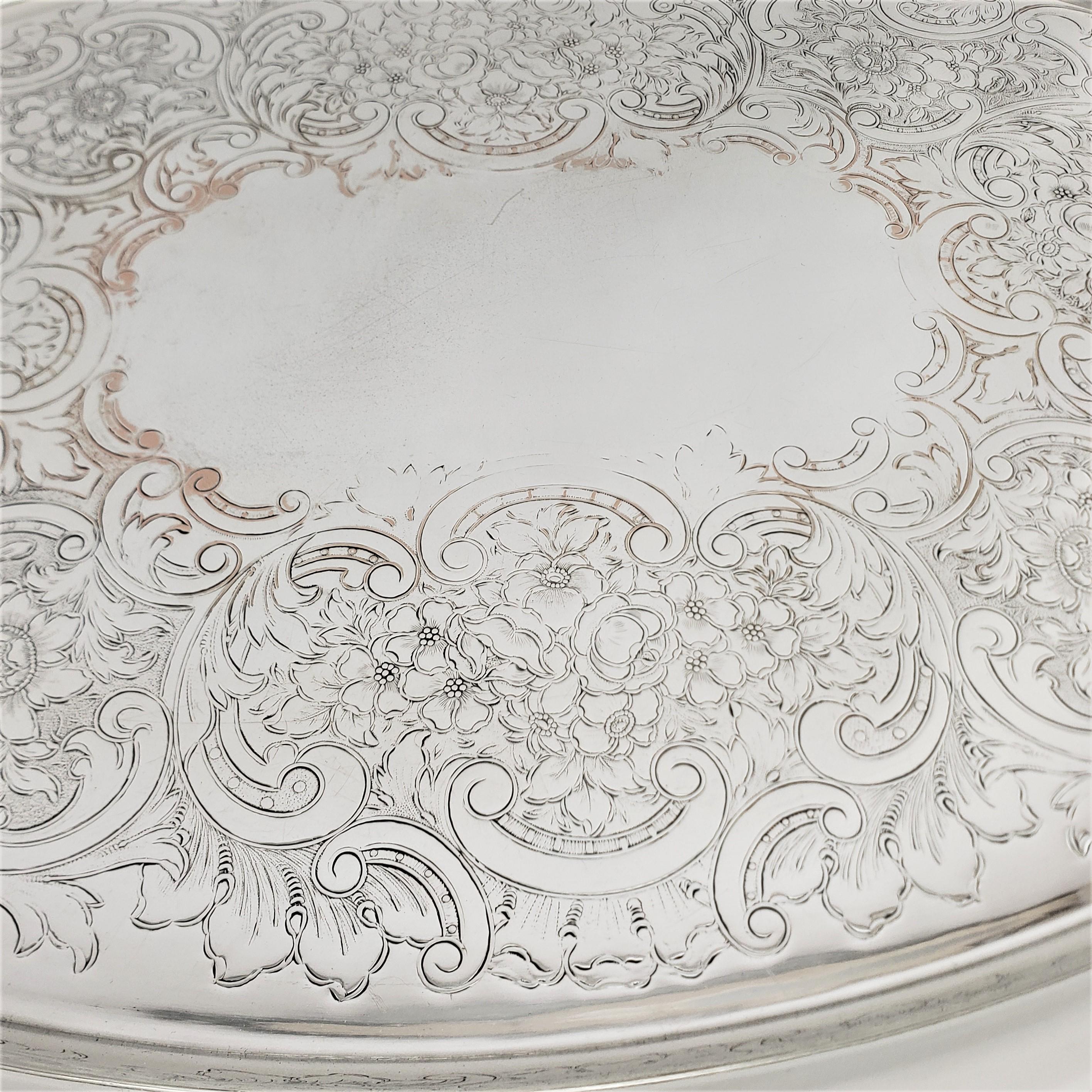 Large Antique Barker-Ellis English Oval Silver Plated Serving Tray For Sale 3