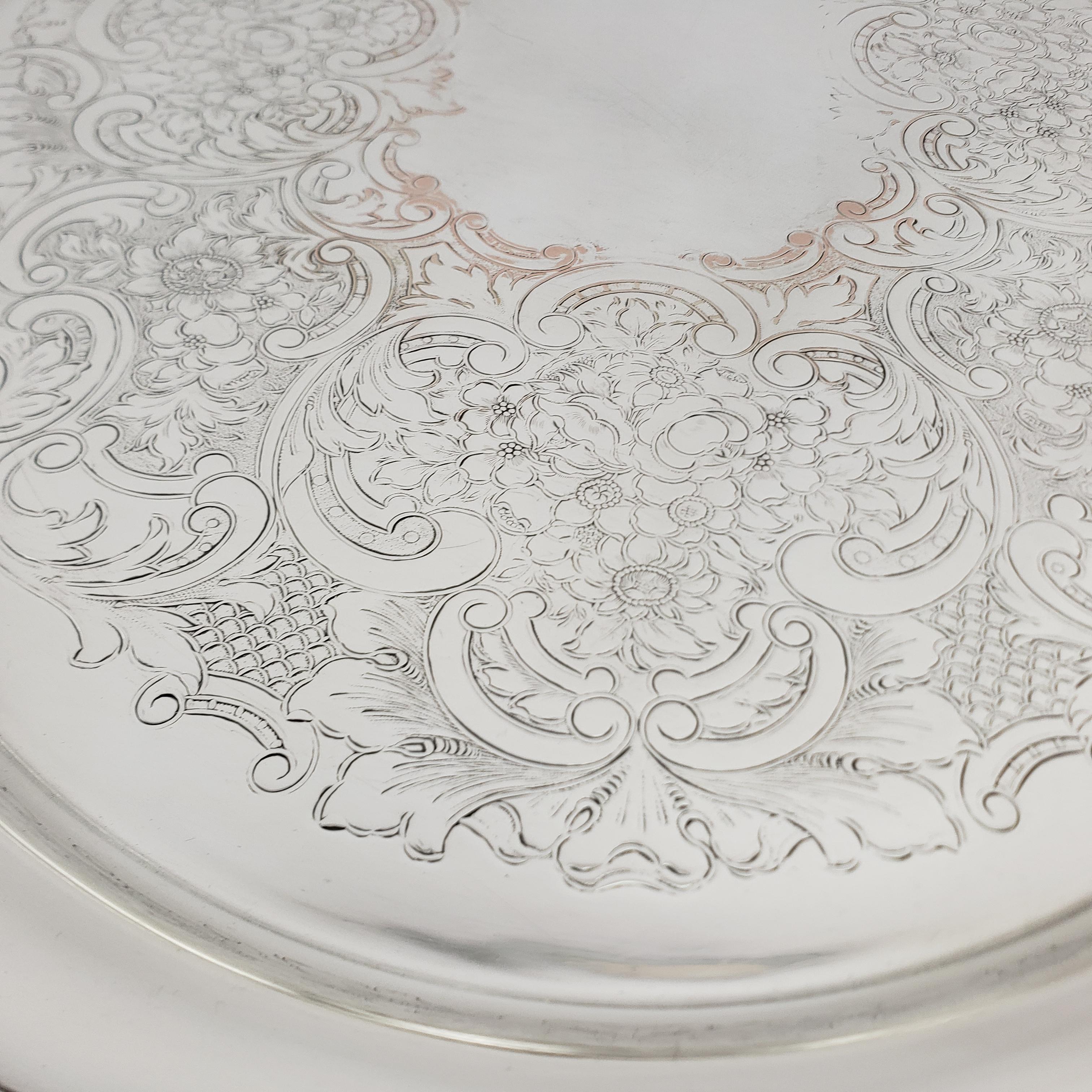 Large Antique Barker-Ellis English Oval Silver Plated Serving Tray For Sale 5