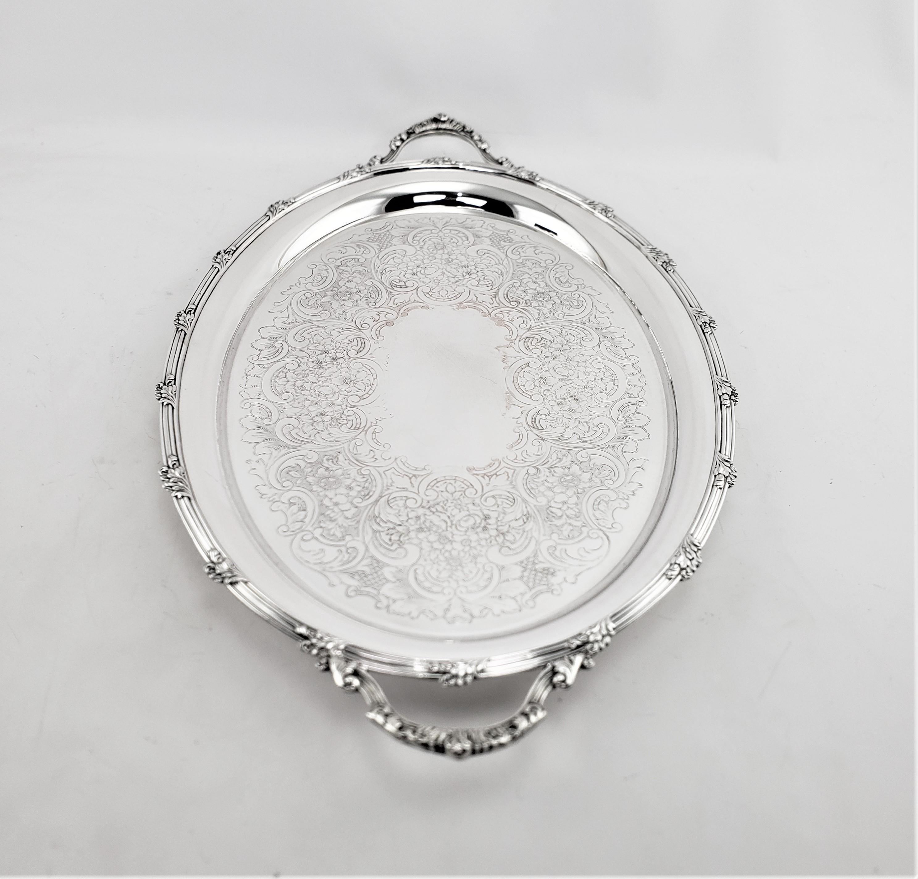 Machine-Made Large Antique Barker-Ellis English Oval Silver Plated Serving Tray For Sale