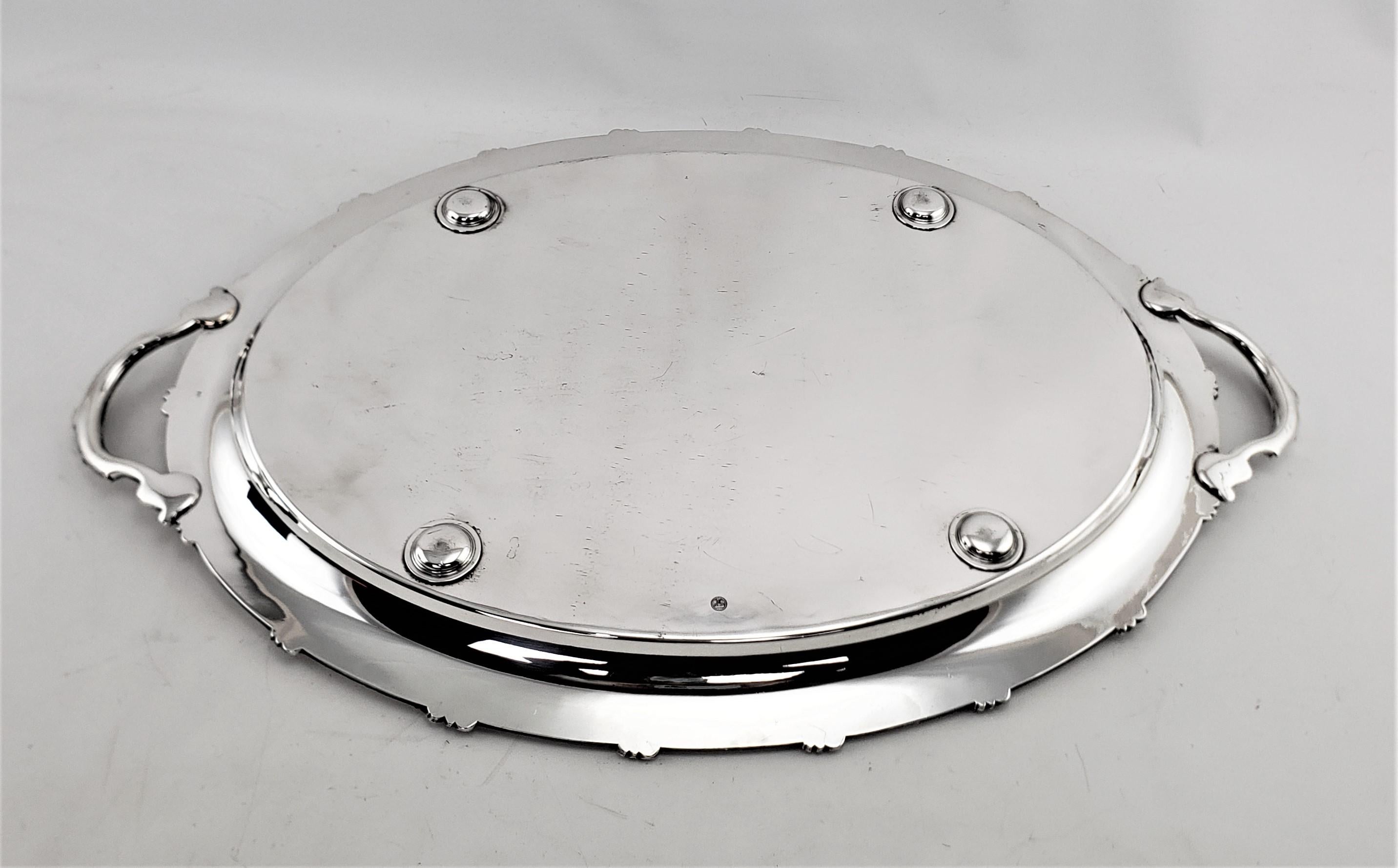 Large Antique Barker-Ellis English Oval Silver Plated Serving Tray In Good Condition For Sale In Hamilton, Ontario