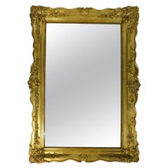 Large Antique Baroque Gold-Plated Wall Mirror, 19th Century