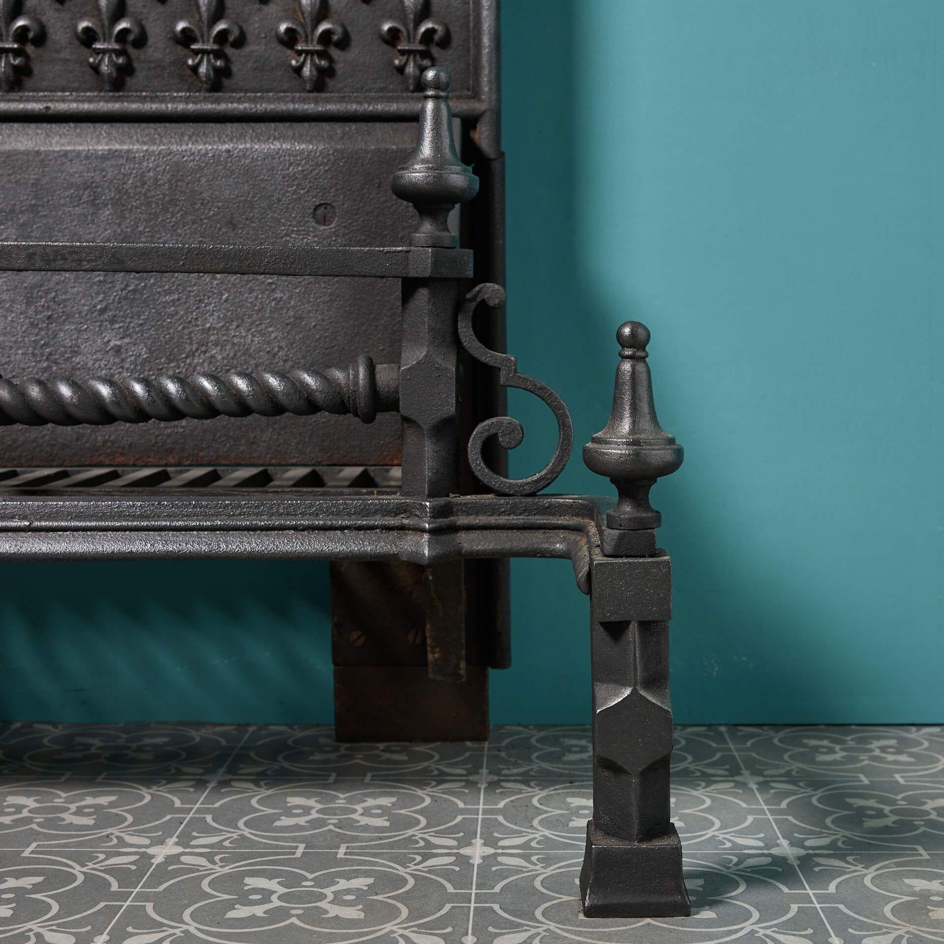 English Large Antique Baroque Style Fire Grate For Sale