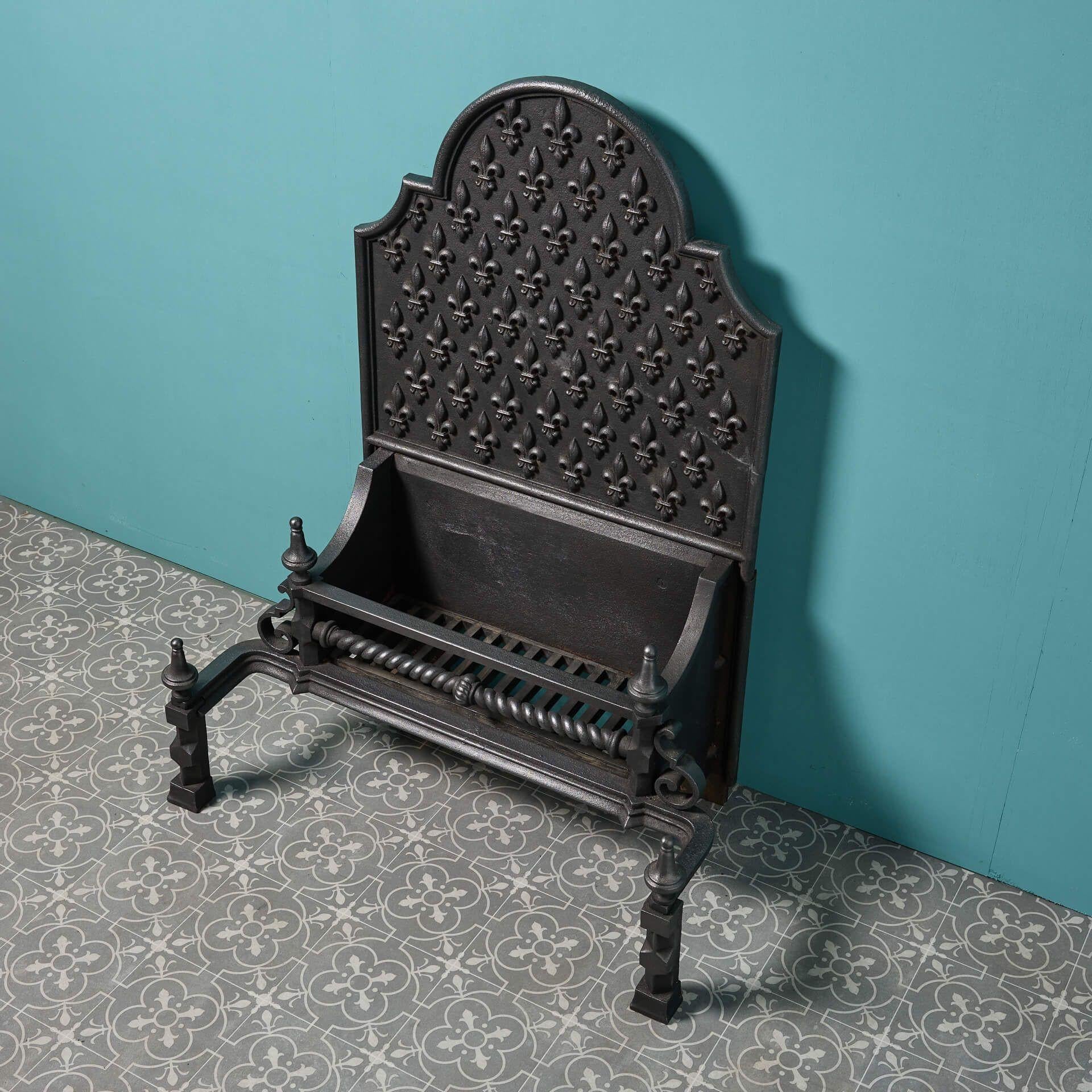 19th Century Large Antique Baroque Style Fire Grate For Sale