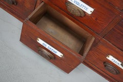 Large Antique Belgian Pitch Pine Apothecary Cabinet with Enamel Shields, 1900s