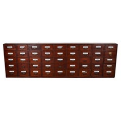 Large Antique Belgian Pitch Pine Apothecary Cabinet with Enamel Shields, 1900s