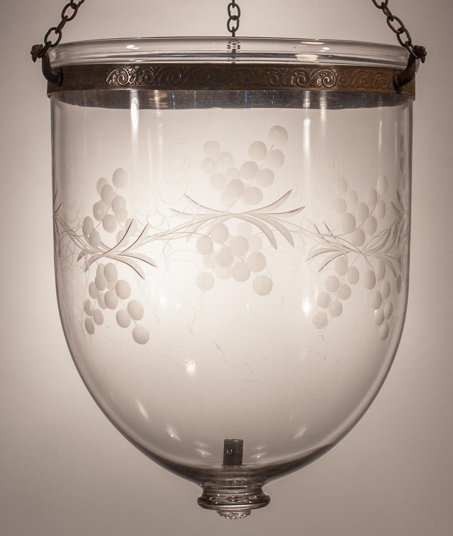 Antique Bell Jar Lantern with Vine Etching 2