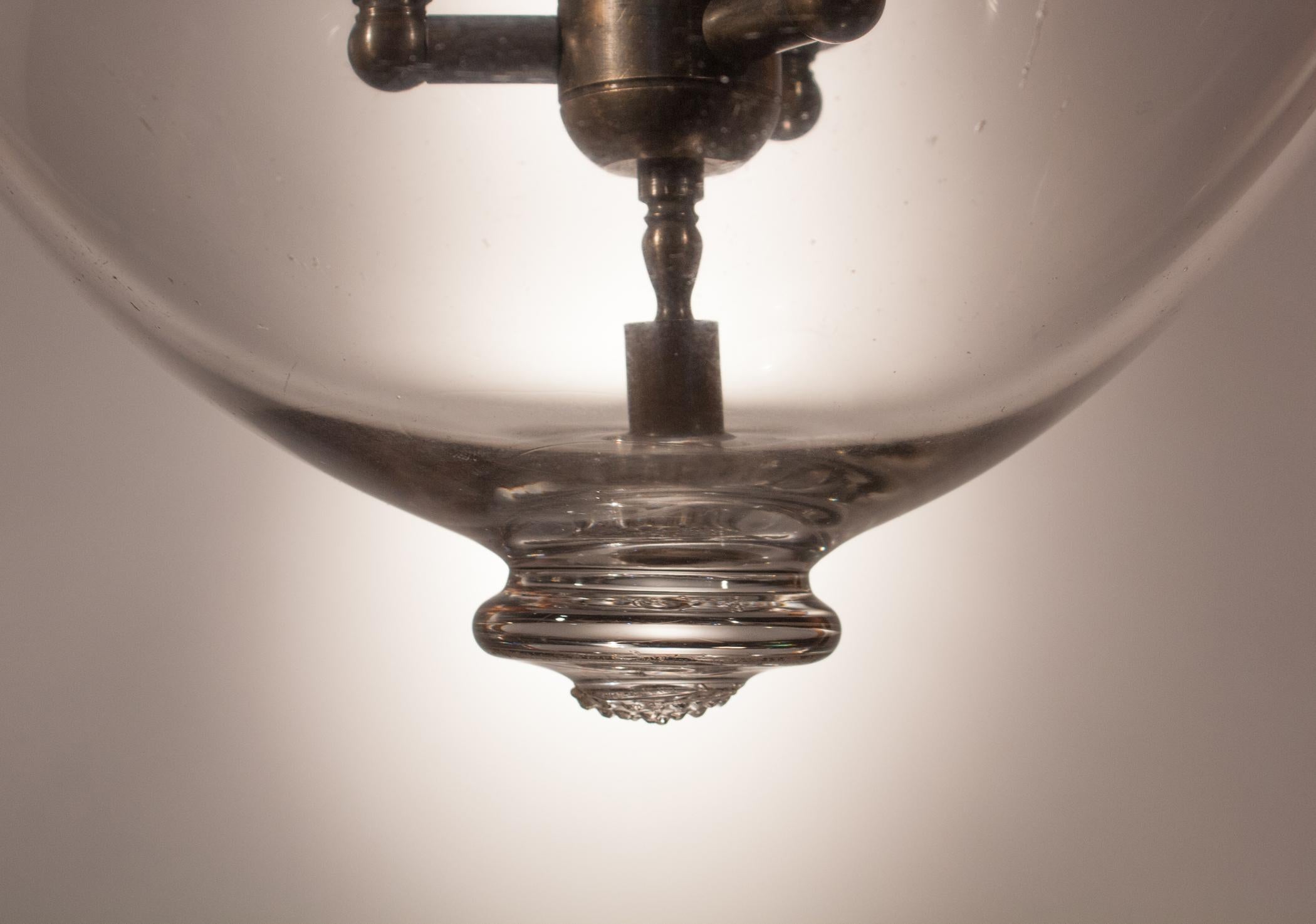 Blown Glass Antique Bell Jar Lantern with Vine Etching