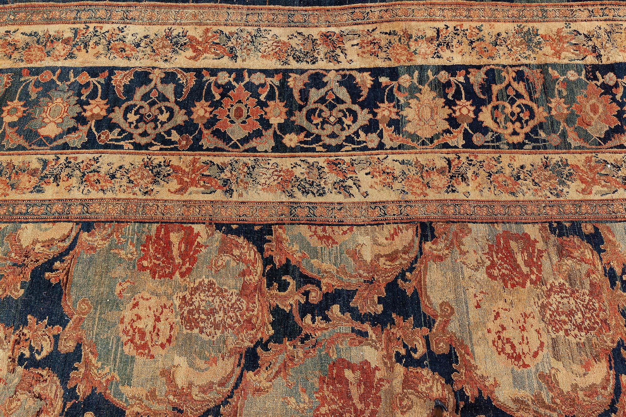 Hand-Knotted Large Antique Bidjar Botanic Wool Rug size adjusted For Sale