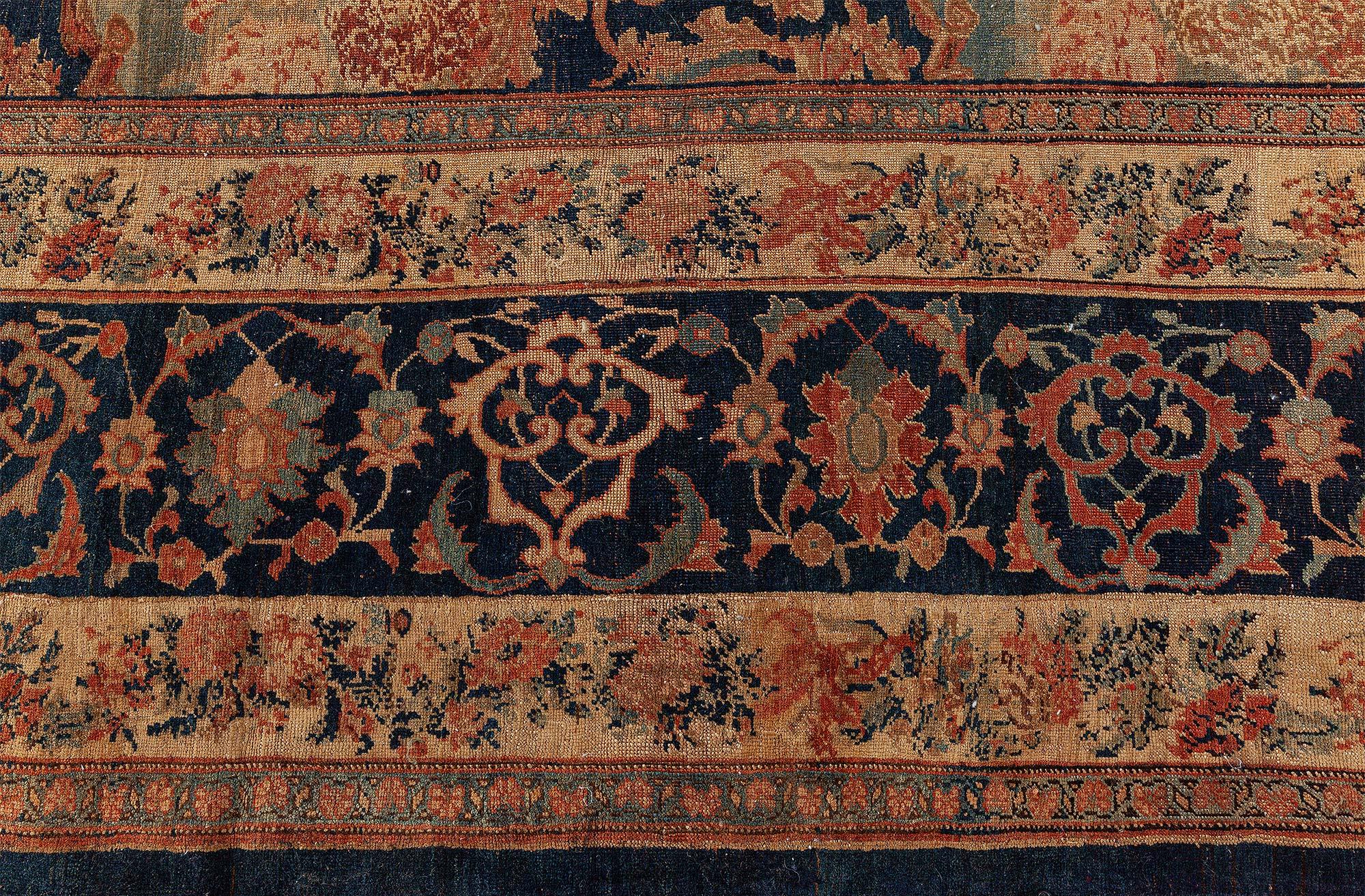 Large Antique Bidjar Botanic Wool Rug size adjusted In Good Condition For Sale In New York, NY