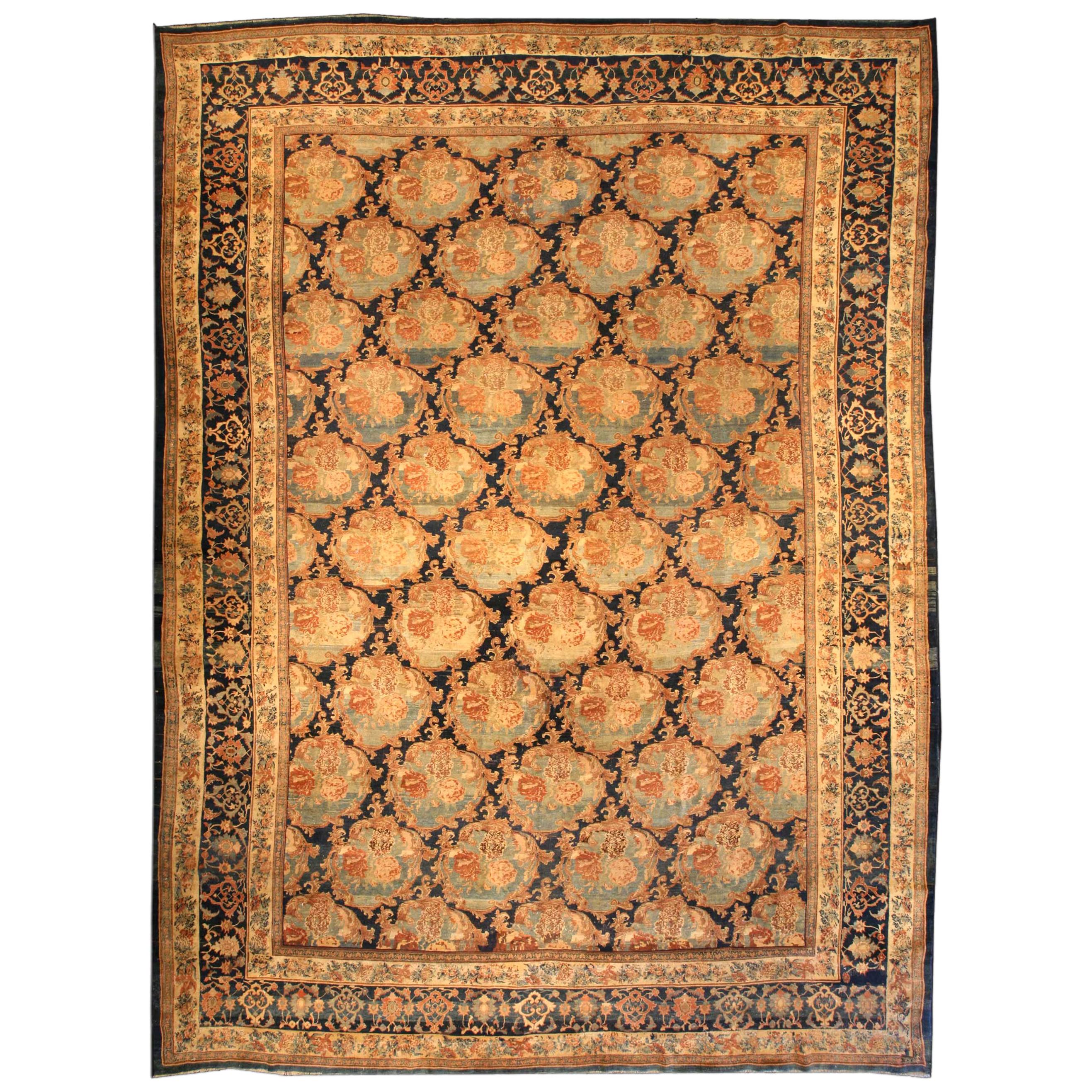 Large Antique Bidjar Botanic Wool Rug size adjusted For Sale