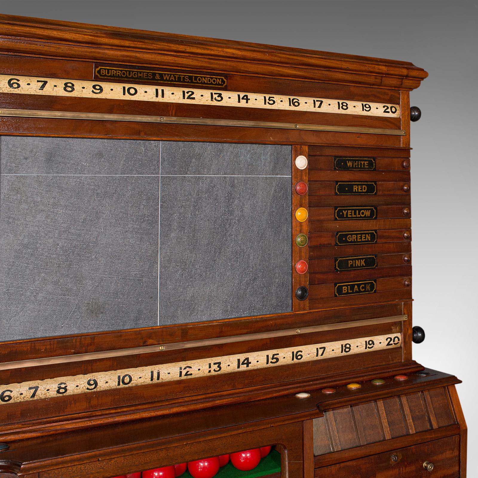 Large Antique Billiard Scoreboard Cabinet, Walnut, Burroughes & Watts, Edwardian For Sale 2