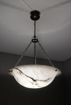 Extra Large Antique Black & White Alabaster Chandelier Top Quality Light Fixture