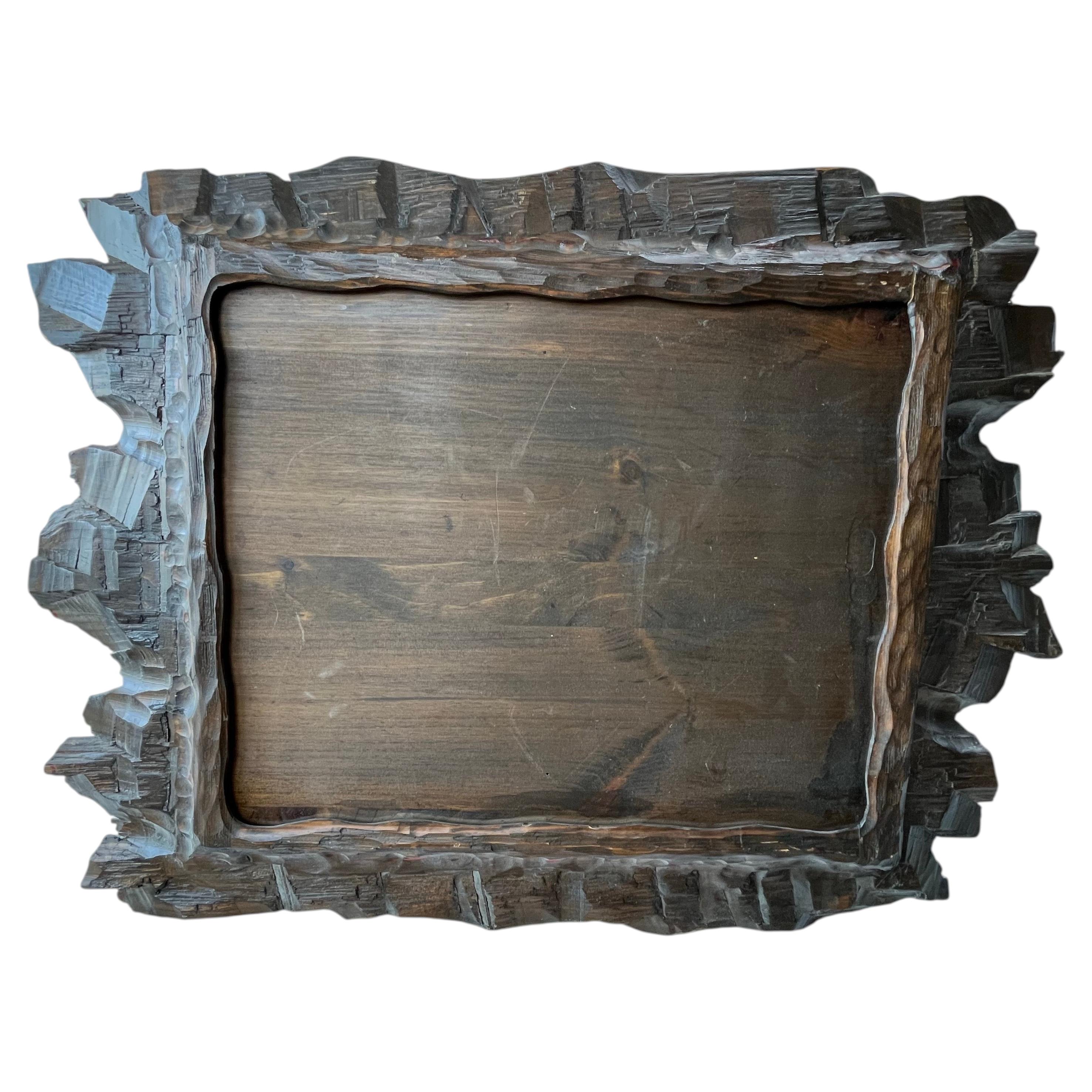 Large Antique Black Forest Hand-Carved Bark Form Picture Frame, circa 1900