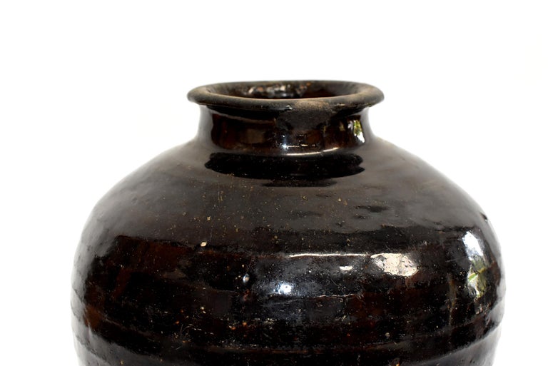 Large Antique Black Jar, Handmade Chinese Pottery at 1stDibs