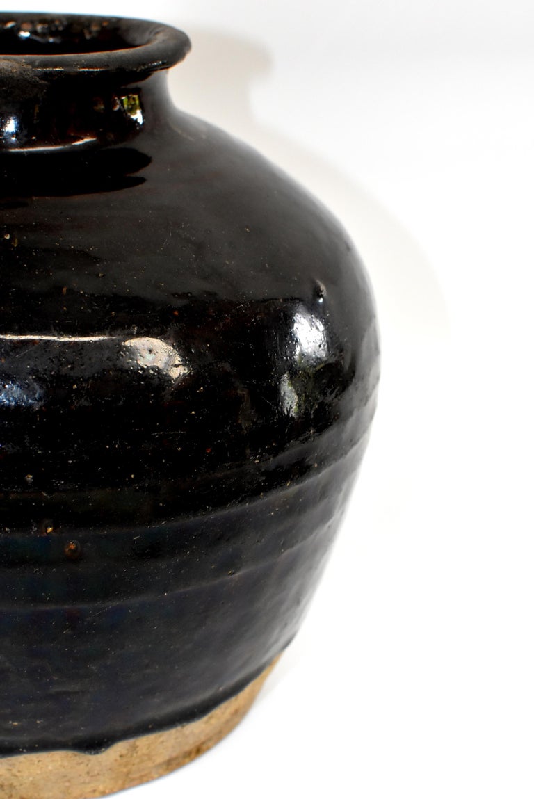 Large Antique Black Jar, Handmade Chinese Pottery at 1stDibs