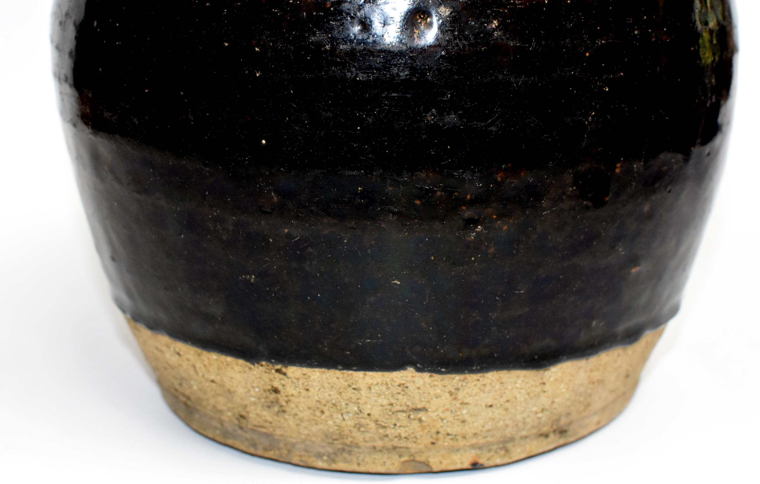 Vernissé Grande jarre noire ancienne:: poterie chinoise faite à la main