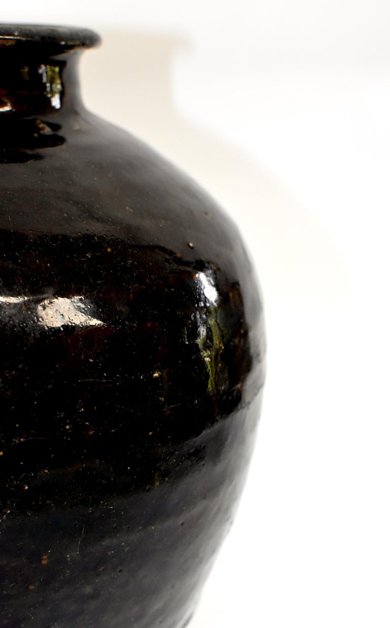 Large Antique Black Jar, Handmade Chinese Pottery at 1stDibs