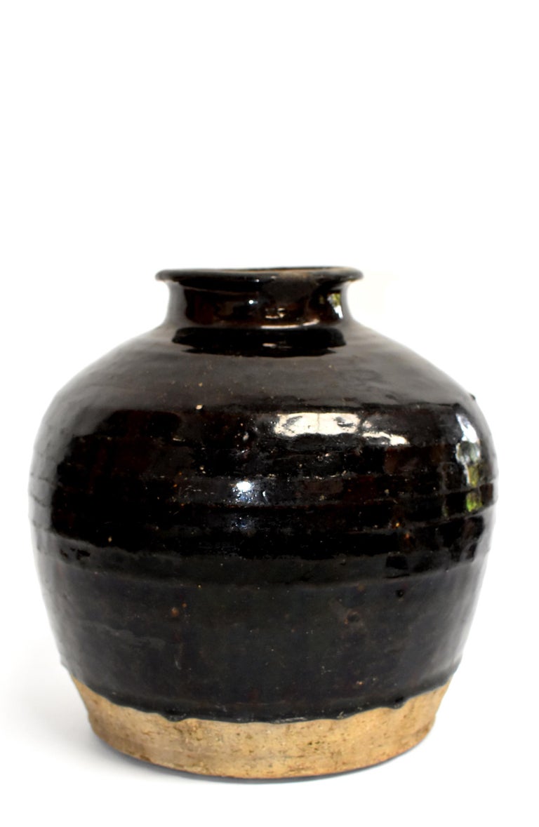 Large Antique Black Jar, Handmade Chinese Pottery at 1stDibs