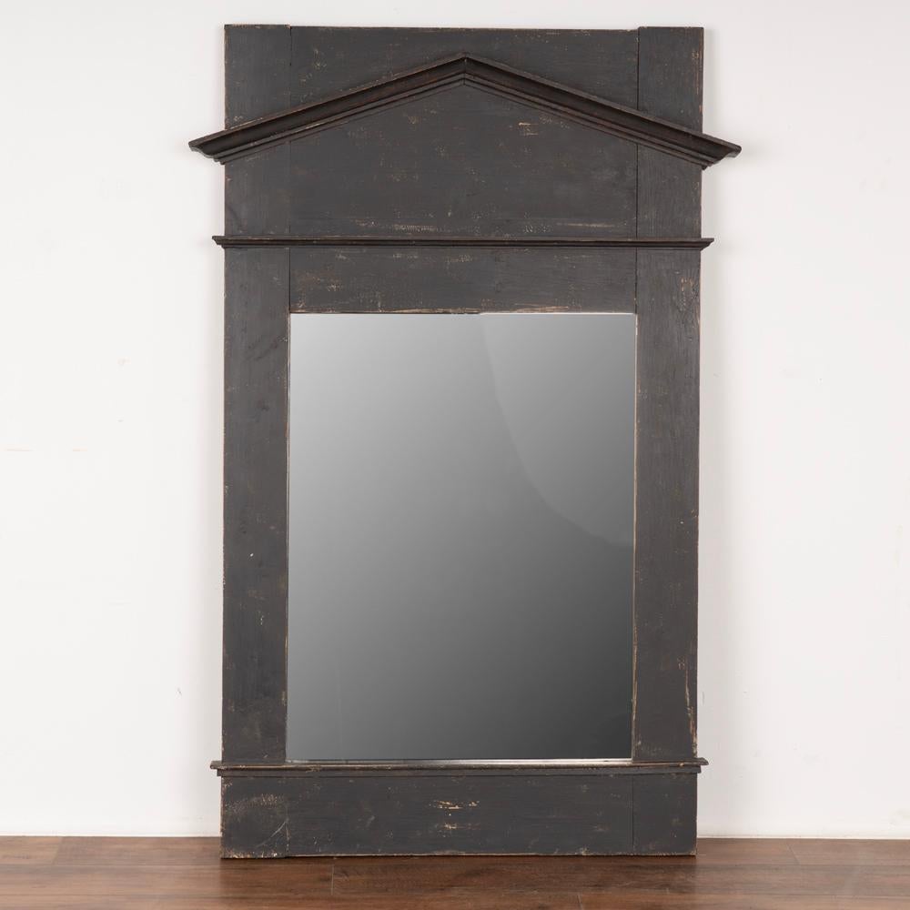 Country Large Antique Black Painted Mirror, Denmark, circa 1880-1900