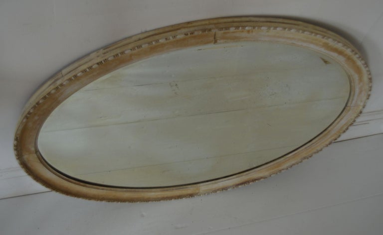 Large Antique Bleached Mahogany Oval Mirror