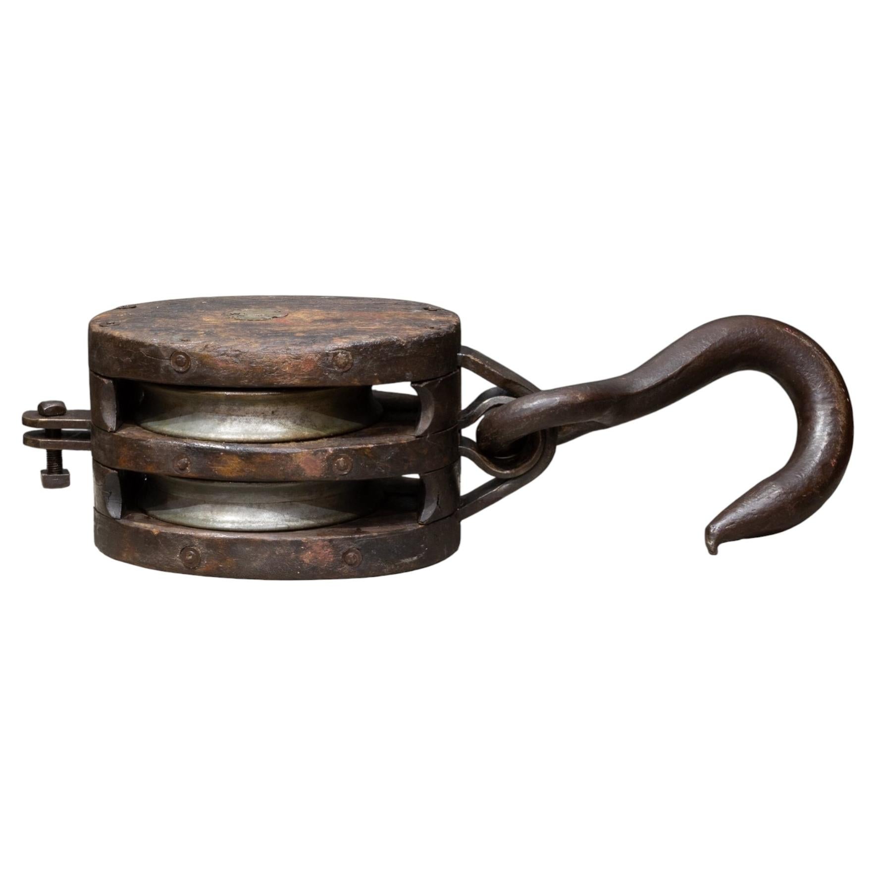 Large Antique Block and Tackle Nautical Pulley c.1850-1930