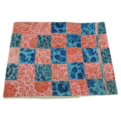 Large Used Blue and Pink Patchwork Velvet Table Runner