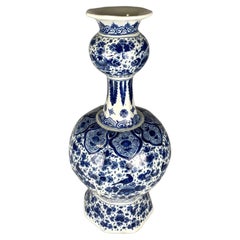 Large Antique Blue and White Dutch Delft Vase Hand Painted 18th Century Ca. 1770