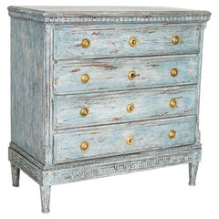 Large Used Blue Painted Chest of Drawers from Sweden