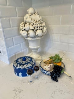 Large Antique Blue & White Wedgwood Jasperware Cheese Dish