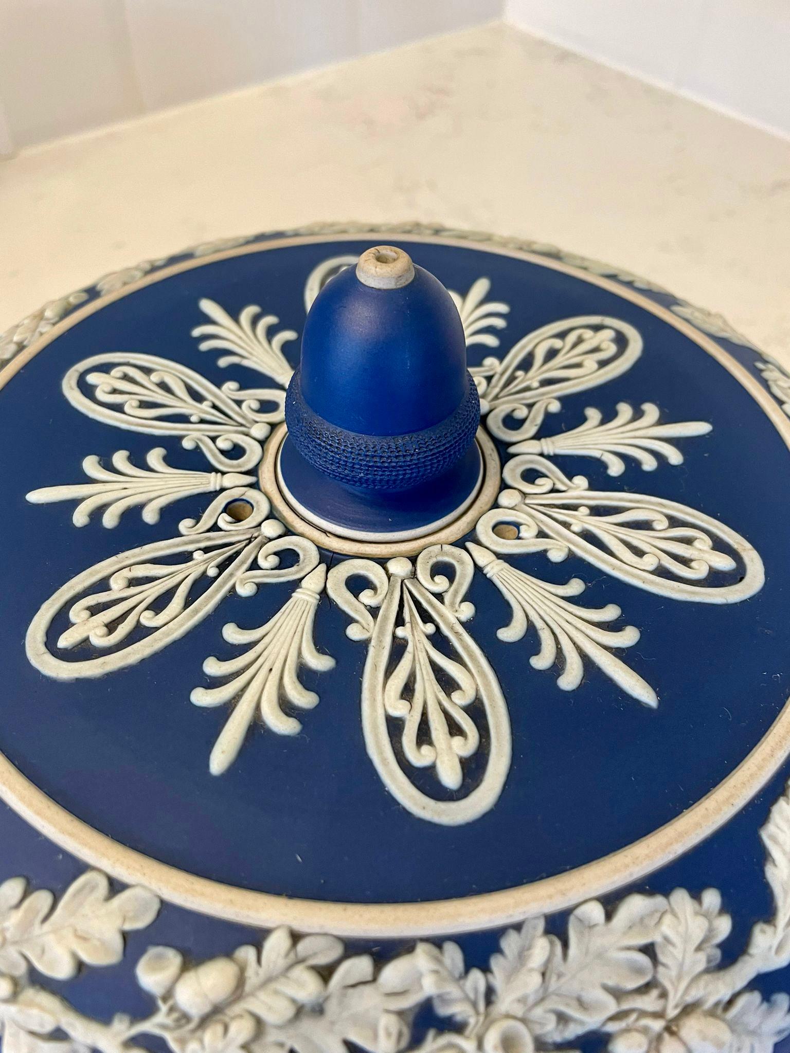 Large Antique Blue & White Wedgwood Jasperware Cheese Dish 3