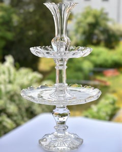 Large Antique Baccarat Crystal Glass Epergne, Centerpiece, 19th Century