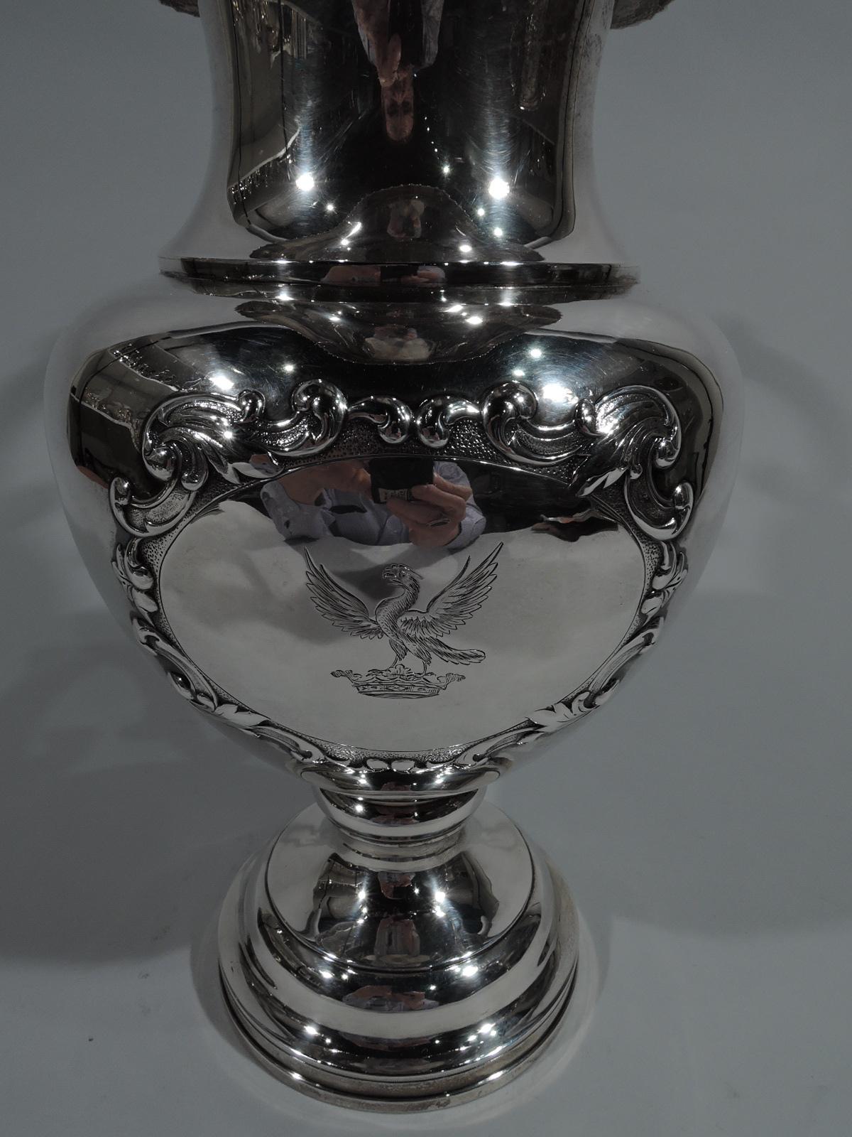 Large Antique Boston Classical Coin Silver Wine Ewer In Excellent Condition In New York, NY