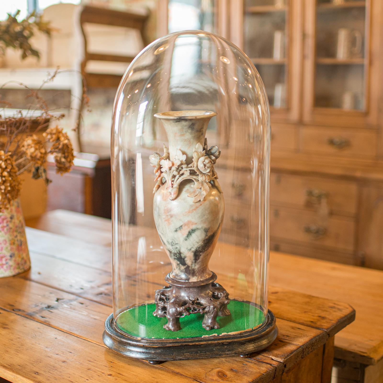
This is a large antique botany display dome. An English, glass over ebonised mahogany specimen showcase, dating to the late Victorian period, circa 1900.

Of good proportion for displaying grass or foliate specimens
Displaying a desirable aged