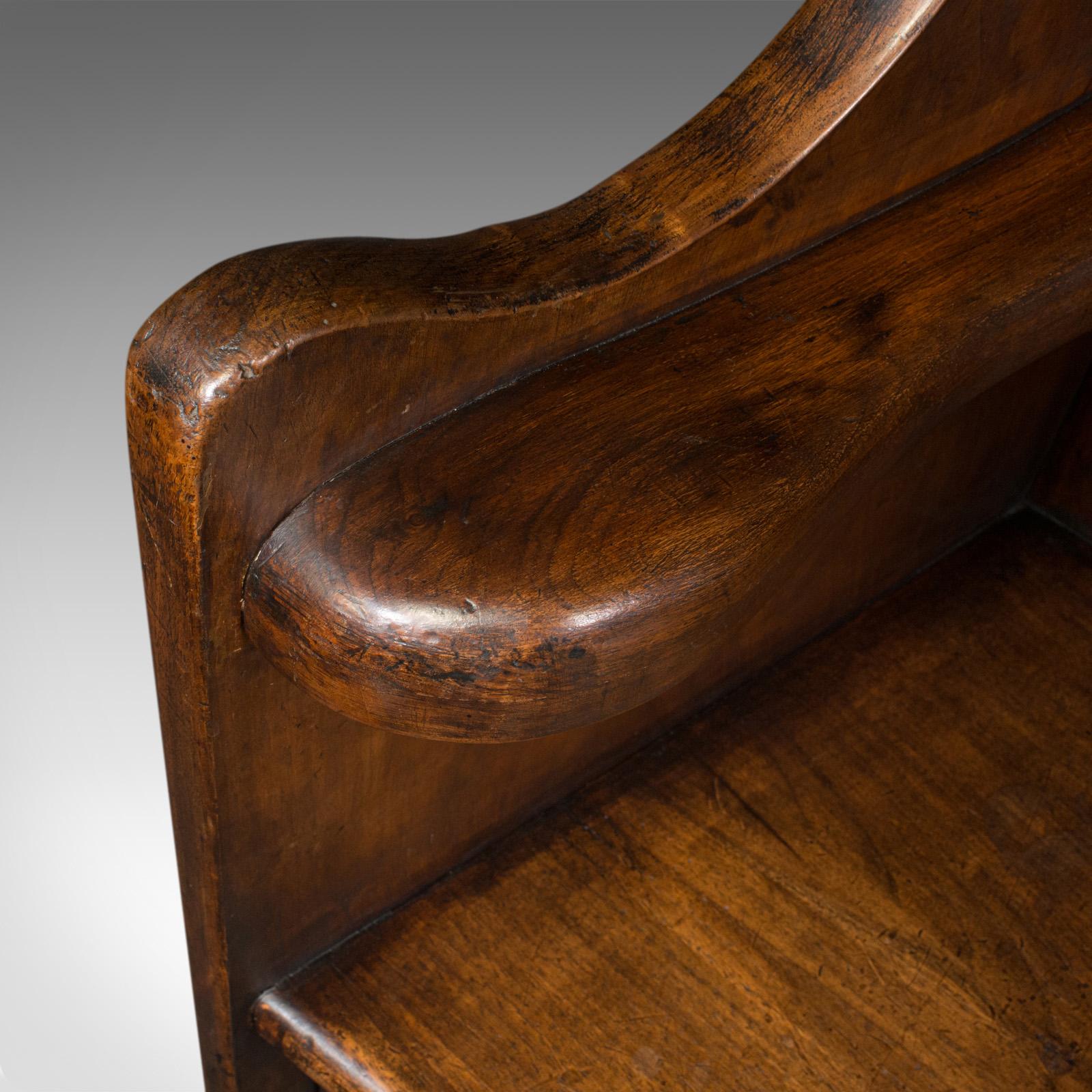 Large Antique Bow Form Settle, English, Elm, Oak, Bench Seat, Georgian, C.1750 4