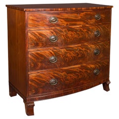 Large Antique Bow Front Chest of Drawers, American, Bedroom, Victorian, C.1860