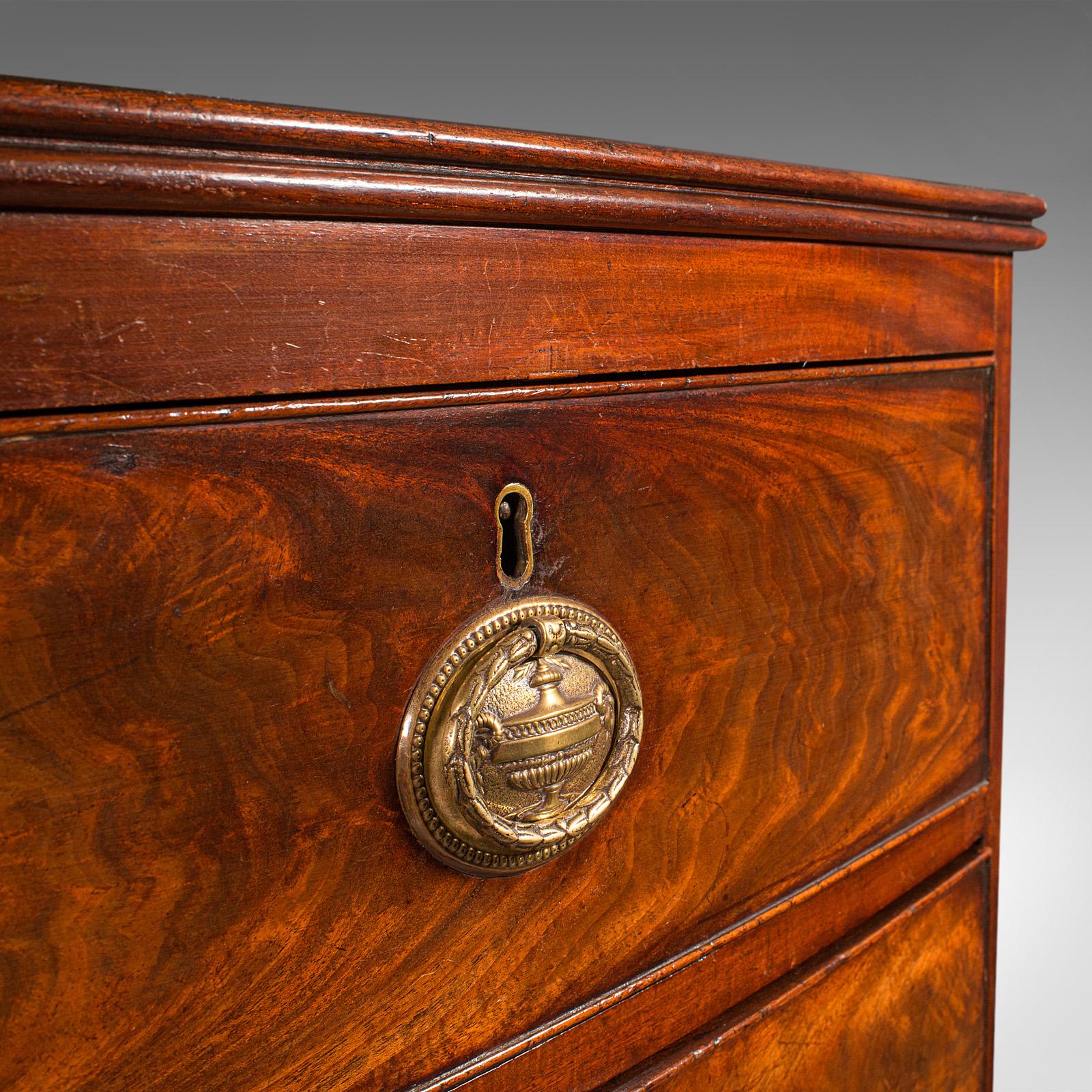 Large Antique Bow Front Chest of Drawers, English, Tallboy, Georgian, Circa 1780 1