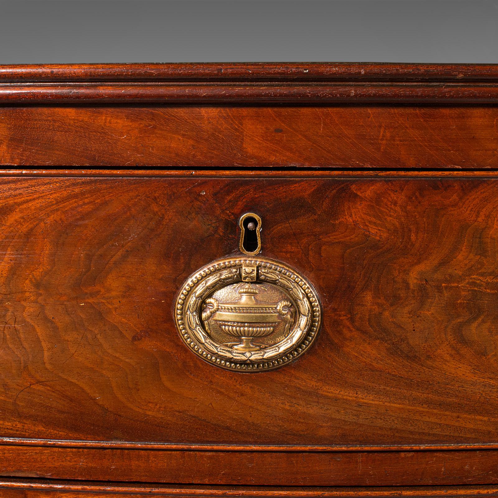 Large Antique Bow Front Chest of Drawers, English, Tallboy, Georgian, Circa 1780 2