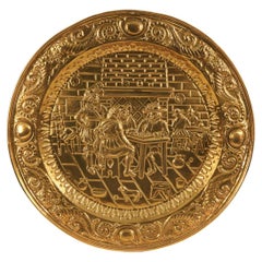 Large Antique Brass Circular Tray