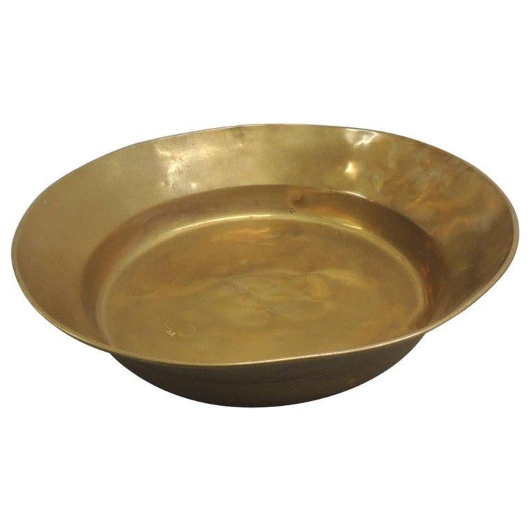 Country Large Antique Brass Russian Deep Fruit Bowl