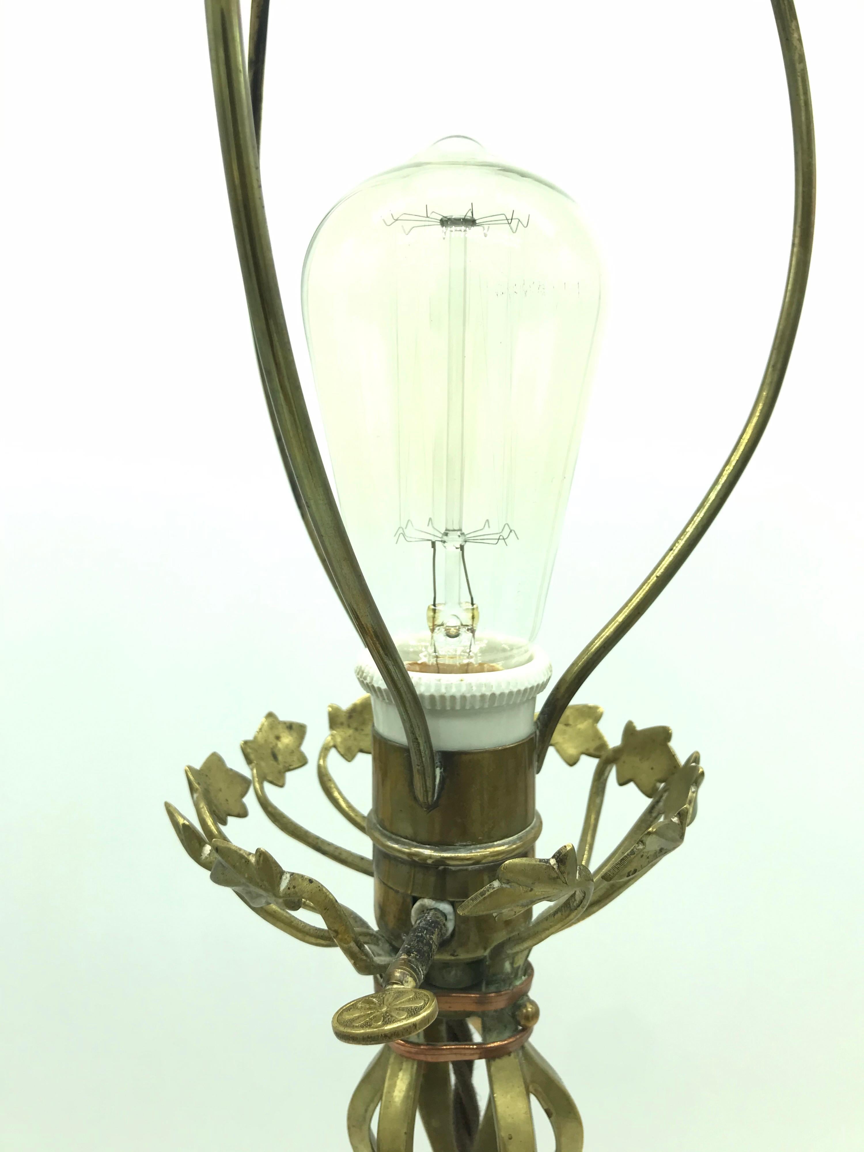Large Antique Brass Table Lamp in the Manner of WAS Benson For Sale 4