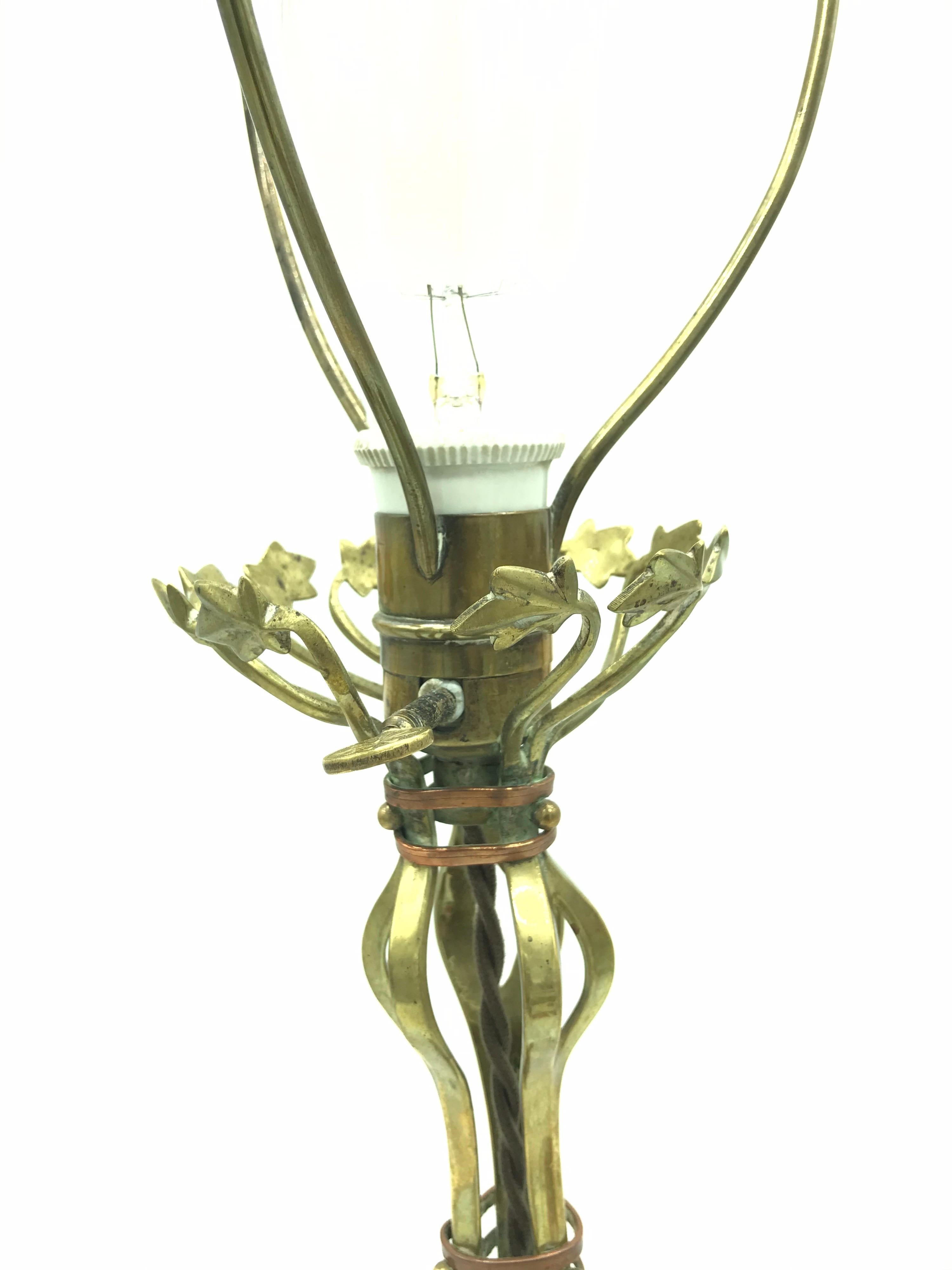 Large Antique Brass Table Lamp in the Manner of WAS Benson For Sale 2