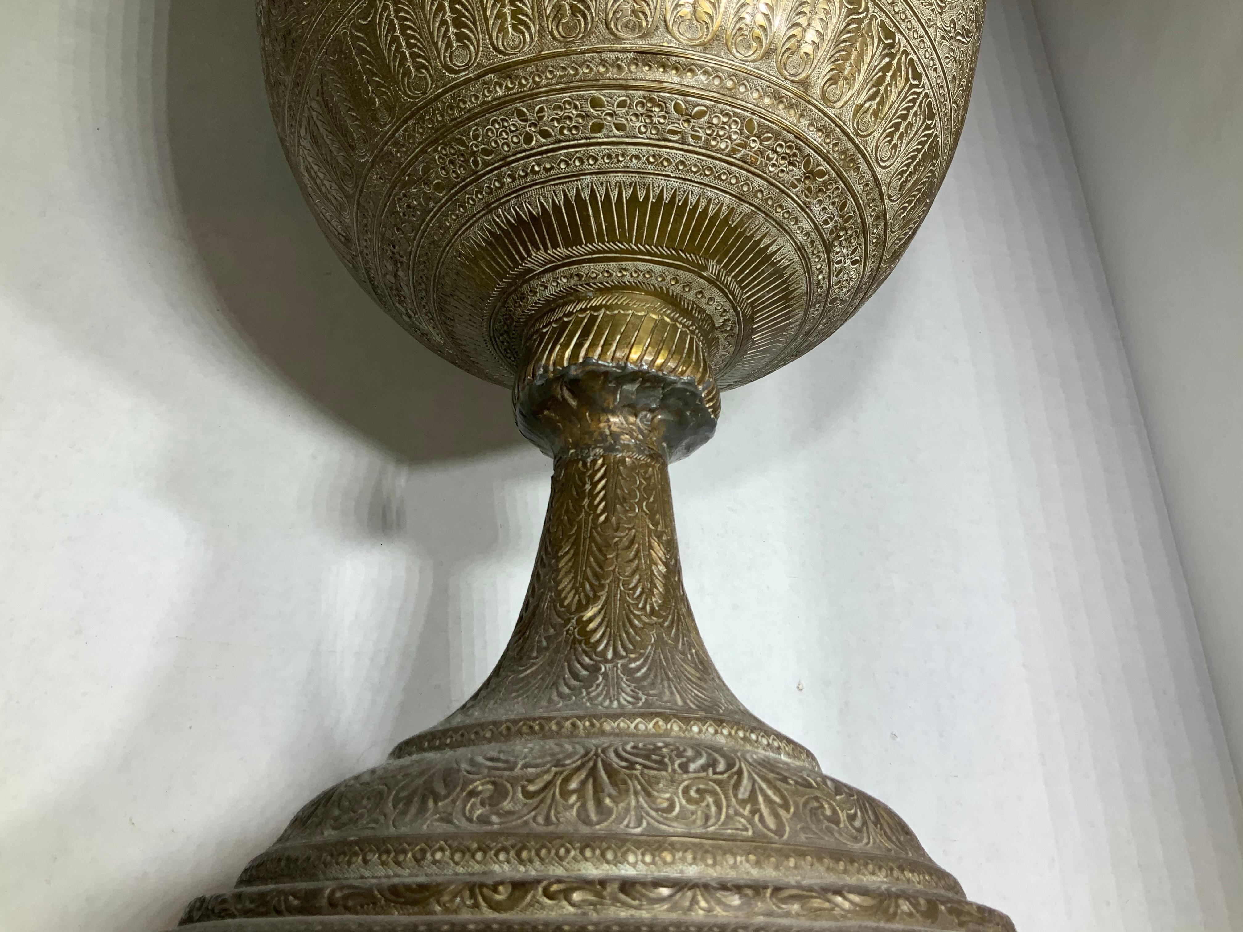 One Of A Kind Large Antique Brass Vase For Sale 5