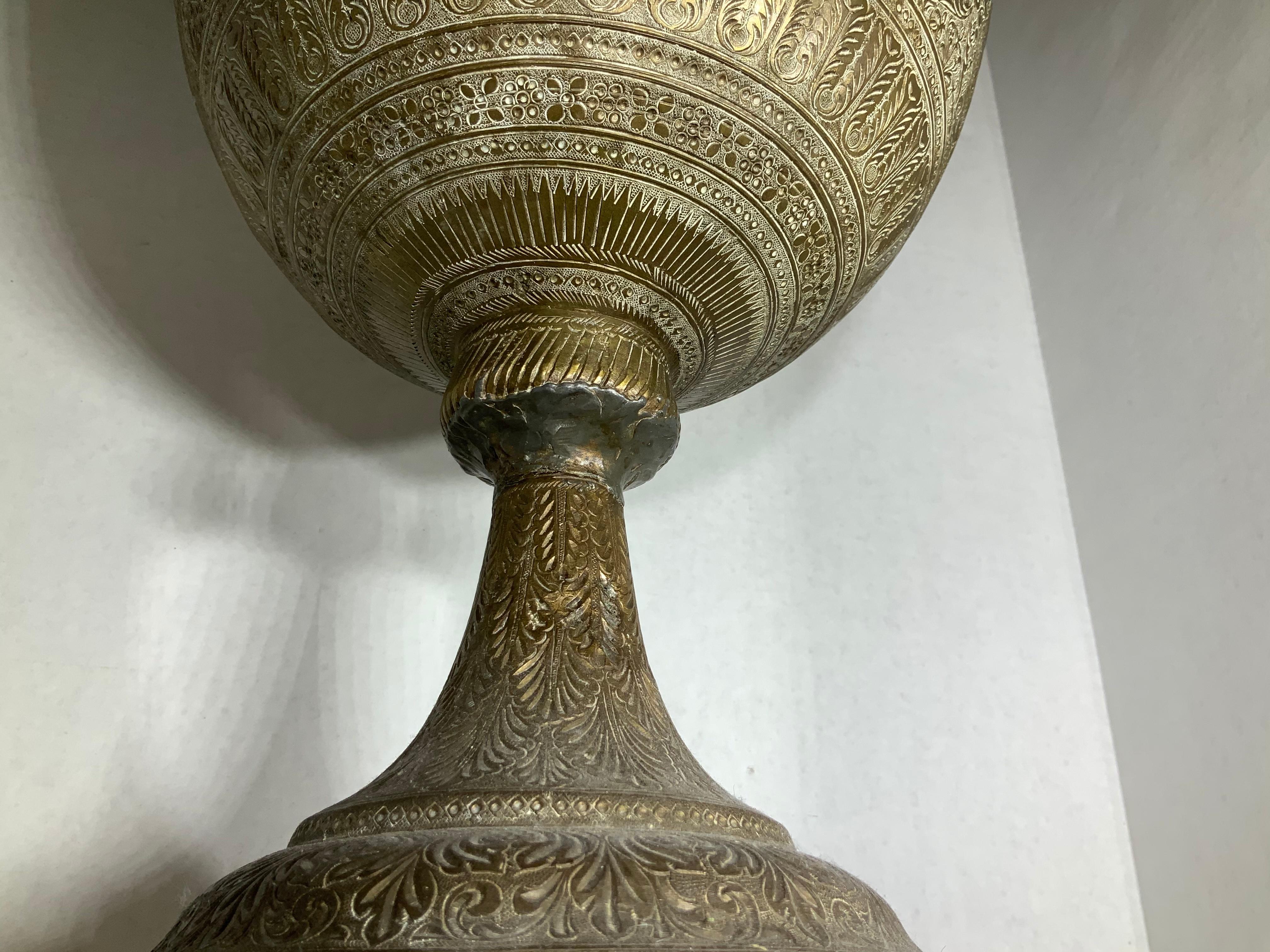 One Of A Kind Large Antique Brass Vase For Sale 6