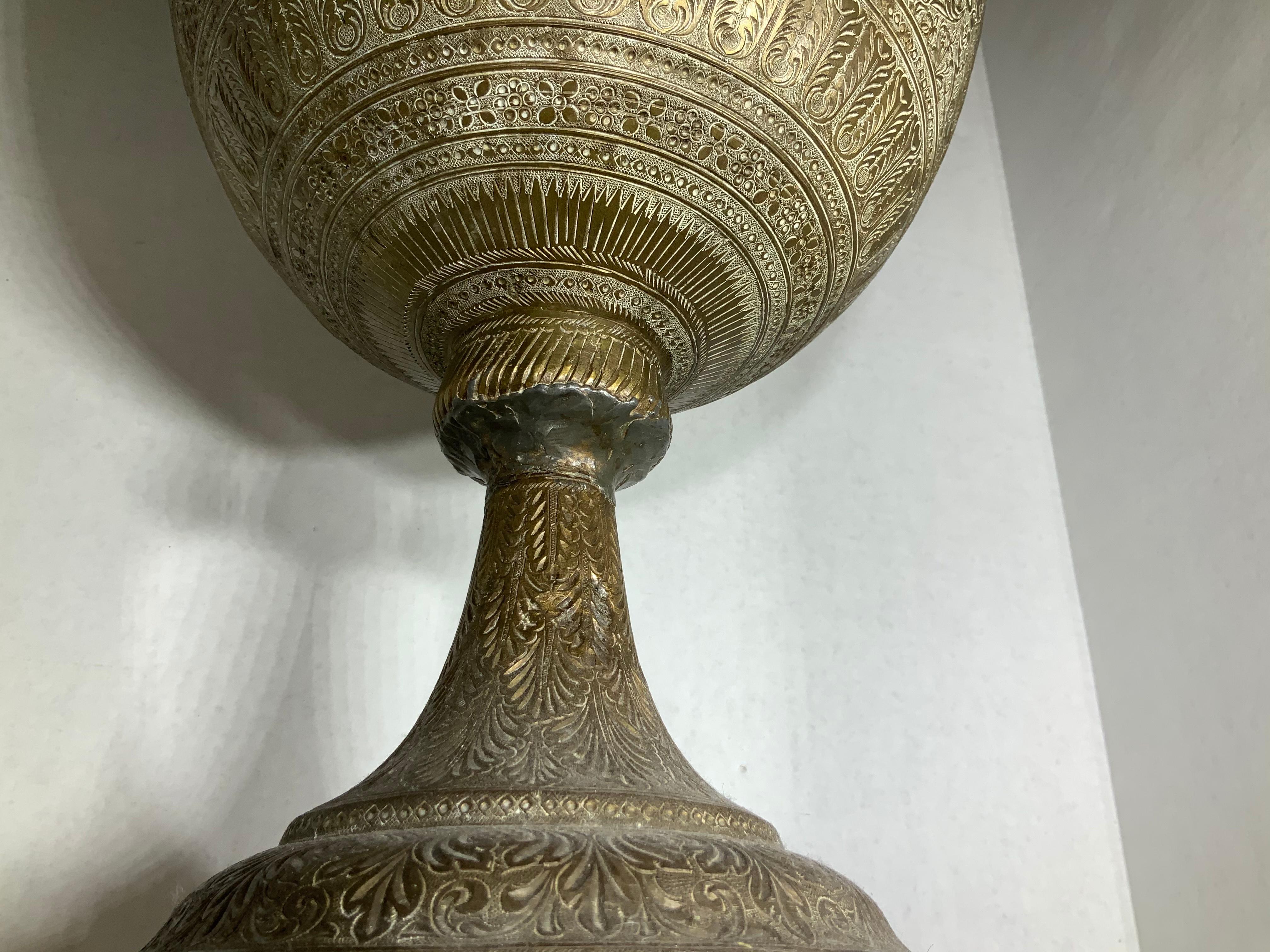 One Of A Kind Large Antique Brass Vase For Sale 7