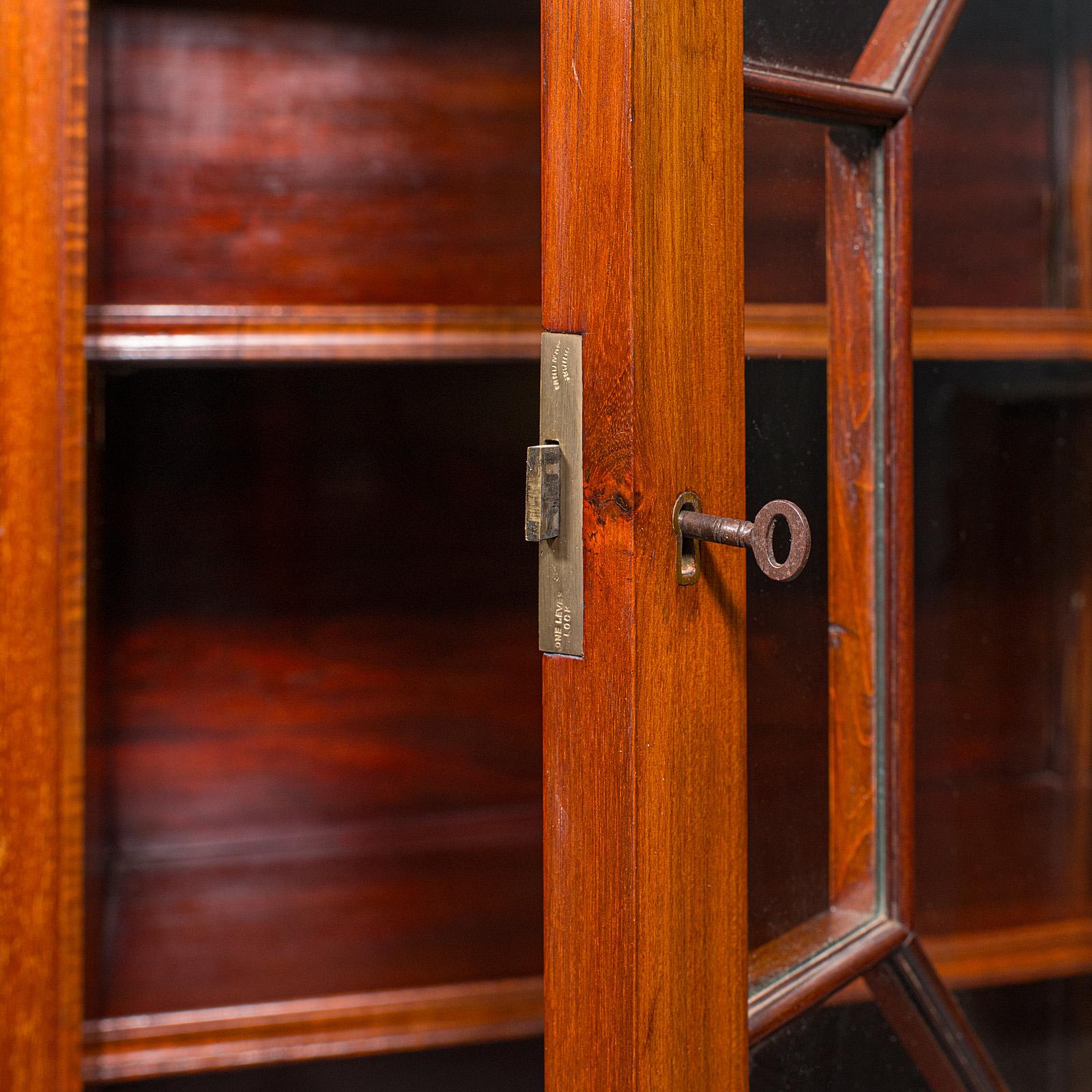 Large Antique Breakfront Bookcase, English, Cabinet, Georgian Revival, Victorian For Sale 4