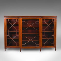Large Antique Breakfront Bookcase, English, Cabinet, Georgian Revival, Victorian