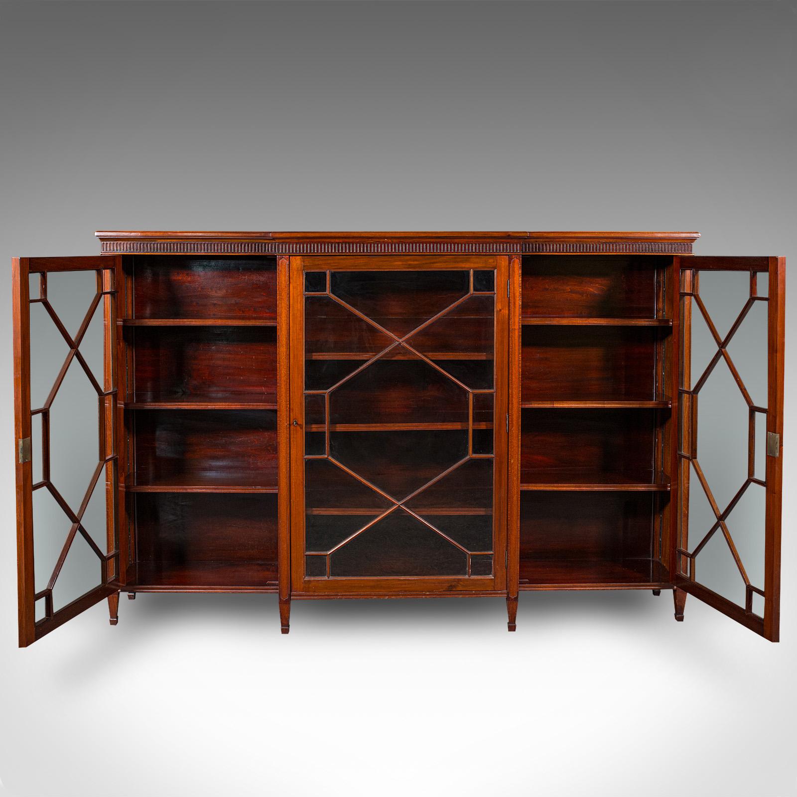 Large Antique Breakfront Bookcase, English, Cabinet, Georgian Revival, Victorian In Good Condition For Sale In Hele, Devon, GB