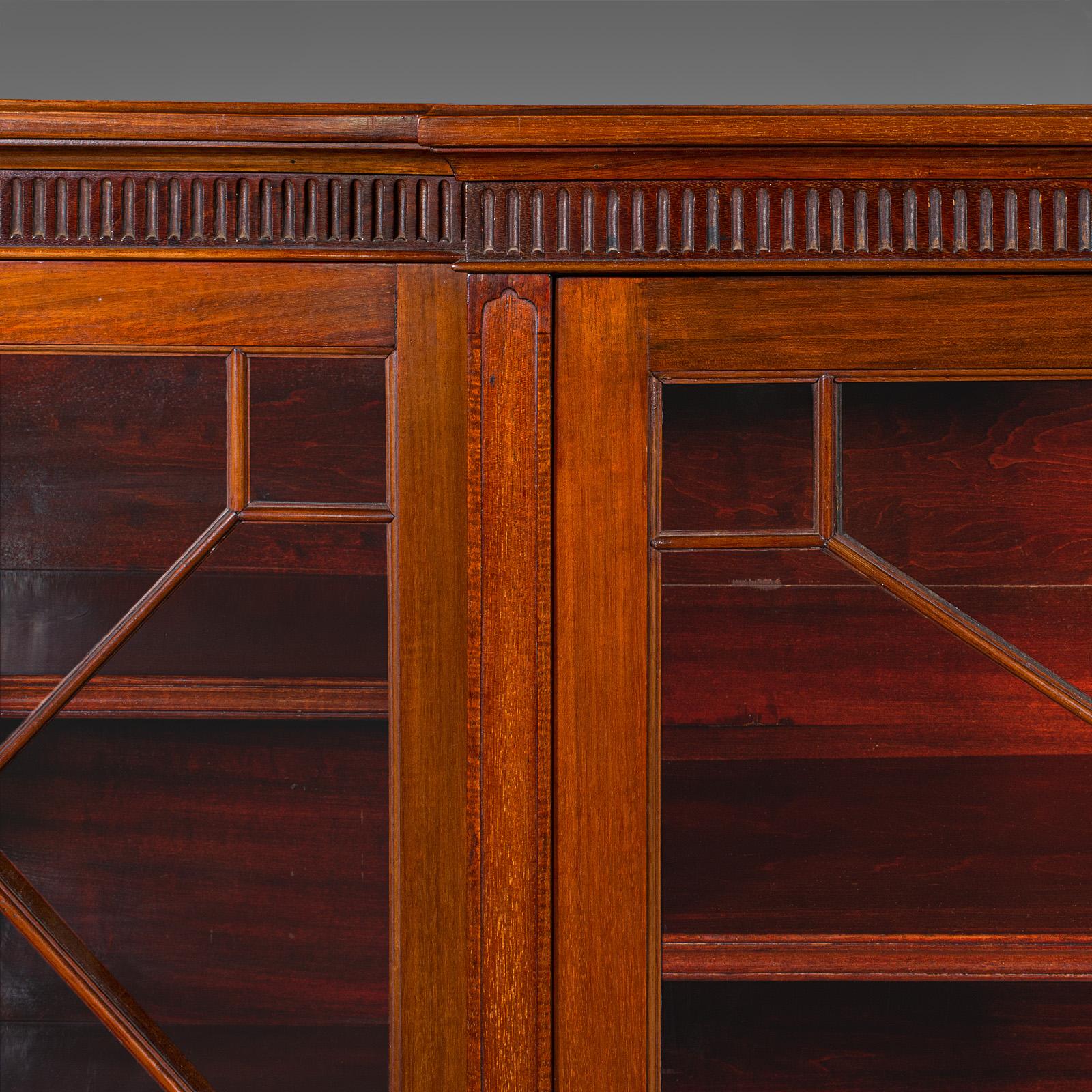 Large Antique Breakfront Bookcase, English, Cabinet, Georgian Revival, Victorian For Sale 3