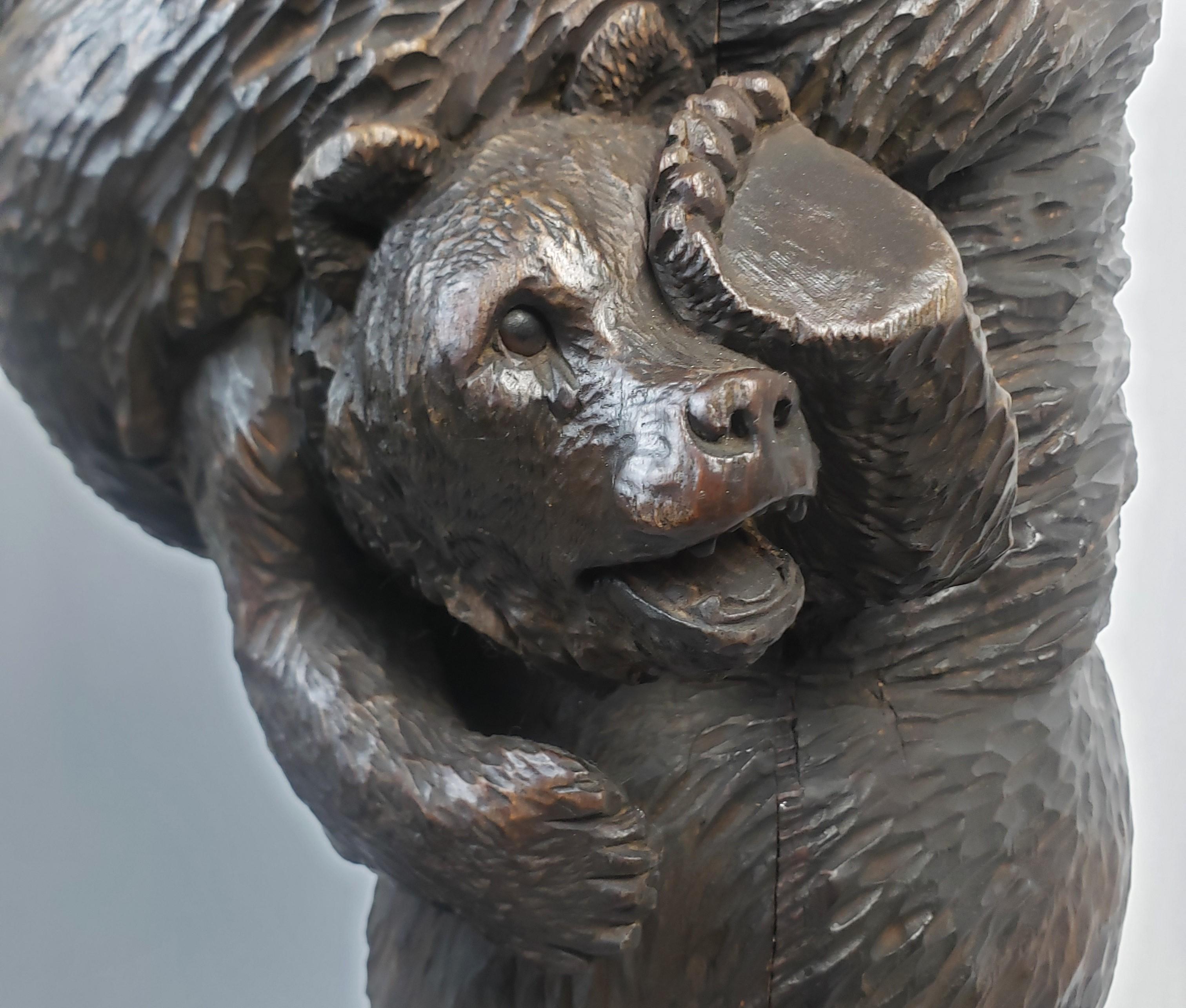 Große antike Brienz Black Forest skurrilen Bär & Cub hölzerne Folk Art Carving im Angebot 5